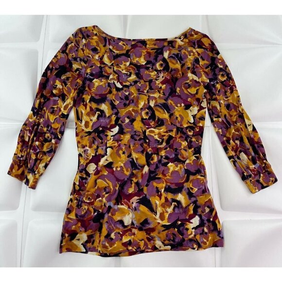 Postmark Anthropologie Sz S Women Floral Print Keyhole Blouse Top T-Shirt Tencel - Picture 5 of 9